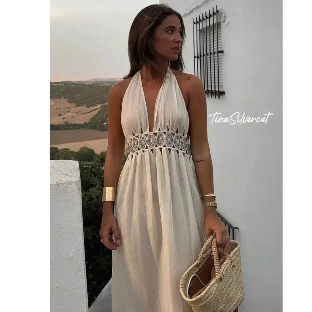 Zara rhinestone midi